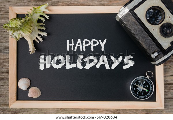 Holiday Concept Happy Holidays Vintage Camera Stock Photo (Edit Now ...