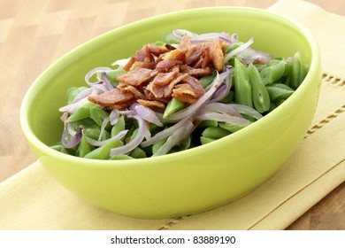 A Holiday Green Bean Casserole Recipe, Made With Green Beans, Bacon Or Pancetta And Sauteed Shallots.