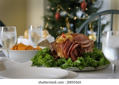 Holiday Ham Dinner Table Setup