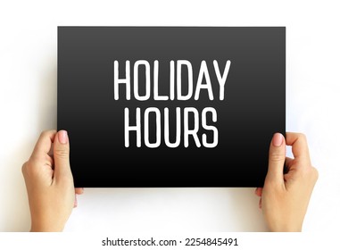 Holiday Hours text on card, concept background - Shutterstock ID 2254845491