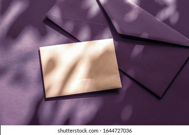 Holiday Marketing, Business Kit And Email Newsletter Concept - Beauty Brand Identity As Flatlay Mockup Design, Business Card And Letter For Online Luxury Branding On Plum Shadow Background