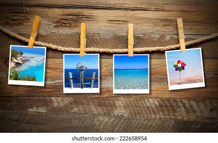 Holiday Photos Hanging On The Clothesline