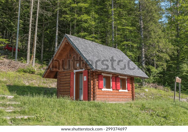 Holiday Red Log Cabin Mountains Friuli Stock Photo Edit Now