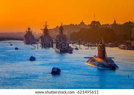 Holiday of the Russian Navy. St. Petersburg. Warships. SPb