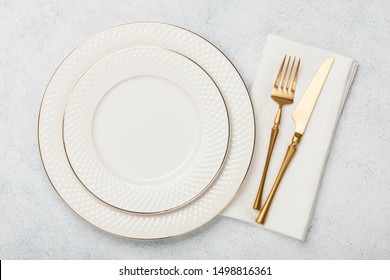 Holiday table place setting, top view