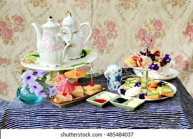 Holiday Tea Party, Afternoon Tea With Dessert And Sandwiches