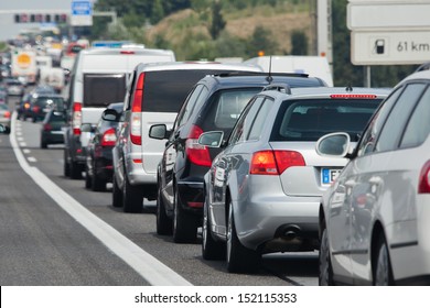 Holiday Traffic Jam On A Freeway