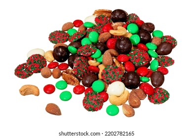 Holiday Trail Mix Of Nuts, Chocolate And Candies