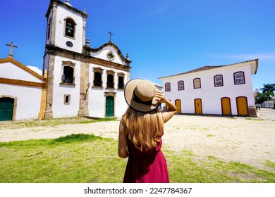 Holidays in Brazil. Young woman visiting the historic town of Paraty UNESCO World Heritage Site, Rio de Janeiro, Brazil. - Shutterstock ID 2247784367