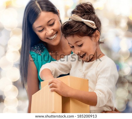 Similar – Image, Stock Photo open golden gift box with a bow