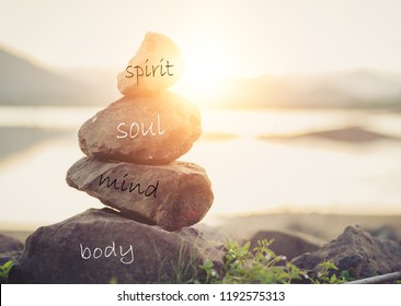 Holistic health concept of zen stones / Concept body, mind, soul, spirit,  - Shutterstock ID 1192575313