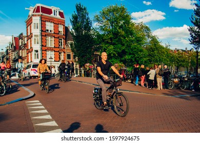 Holland Amsterdam 23 September 2016 : 
Bicycles And People In Amsterdam Street Photography 