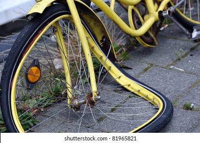 bent bicycle wheel