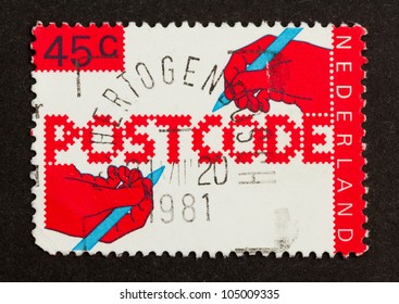 HOLLAND - CIRCA 1980: Stamp Printed In The Netherlands Shows The Word Postal Code, Circa 1980