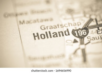 Holland. Michigan. USA On A Geography Map.