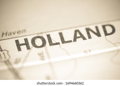 Holland. Michigan. USA On A Geography Map.