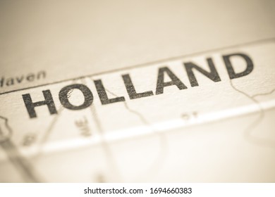 Holland. Michigan. USA On A Geography Map.