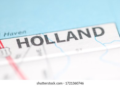 Holland. Michigan. USA On A Geography Map.