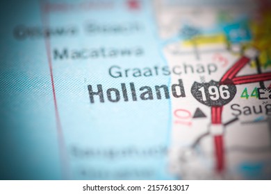 Holland. Michigan. USA On A Geography Map.