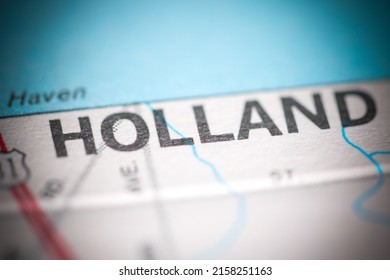 Holland. Michigan. USA On A Geography Map.