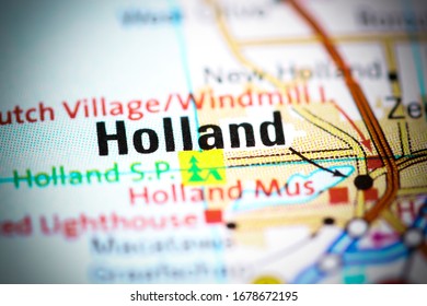 Holland. Michigan. USA On A Map