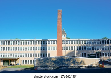 Holliston, Massachusetts /United States-6/16/2020: Holliston Mill, Once A Old Shoe Factory Owned By Goodwill Shoe Company, Now Is Site Of Art Studios; Holliston Was Once Largest Shoe Producer Of USA