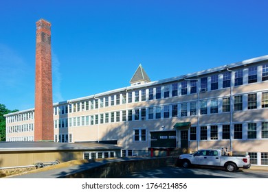 Holliston, Massachusetts /United States-6/16/2020: Holliston Mill, Once A Old Shoe Factory Owned By Goodwill Shoe Company, Now Is Site Of Art Studios; Holliston Was Once Largest Shoe Producer Of USA