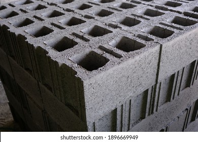Hollow concrete block use for internal wall of building. - Shutterstock ID 1896669949