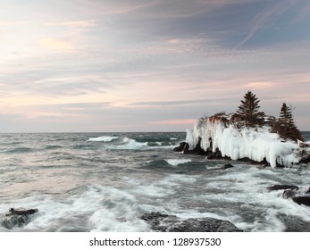 Hollow Rock At Dusk On The Lake Superior North Shore In Minnesota