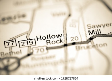 Hollow Rock. Tennessee. USA On A Geography Map