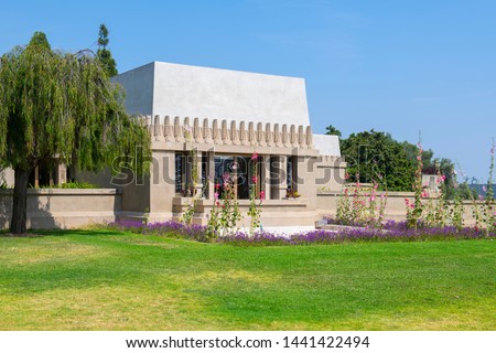 Hollyhock House was built in 1922 by Frank Lloyd Wright in Los Angeles, California, USA. This house was added to UNESCO World Heritage Site since 2019.