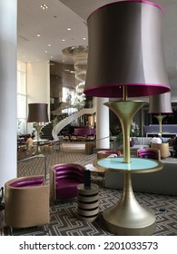 Hollywood, CA - February 1 2018: Lounge Furniture In The W Hollywood Hotel Lobby