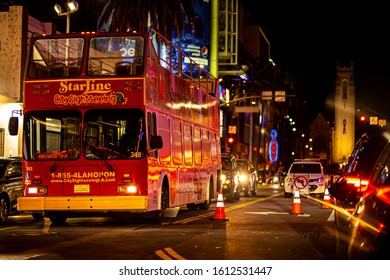 Hollywood, CA / United State - 12/17/19: Starline City Site Seeing Bus In Hollywood CA