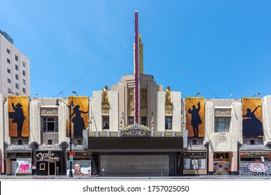 Hollywood, CA / USA - June 15, 2020: An Eerily Empty Pantages Theater, Closed During COVD-19.