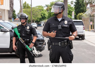 HOLLYWOOD, CA / USA - JUNE 2, 2020: The Police Closed The Street During The Protest March Against Police Violence Over Death Of George Floyd.