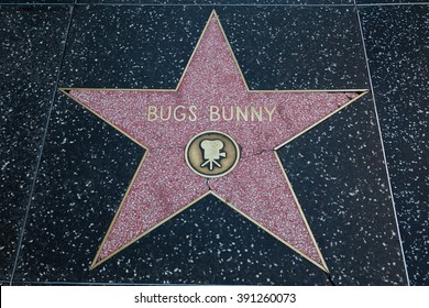 HOLLYWOOD, CALIFORNIA - February 8 2015: Bugs Bunny's Hollywood Walk Of Fame Star On February 8, 2015 In Hollywood, CA.