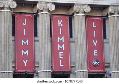 Hollywood, California - January 12, 2018: Banner Of Jimmy Kimmel Live  In Front Of The Building.