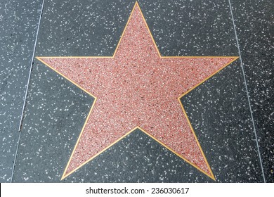 HOLLYWOOD, CALIFORNIA - NOV 10 2014: Blank Star On The Hollywood Walk Of Fame Along Hollywood Blvd In Downtown Hollywood, California.