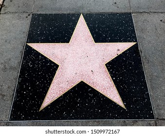 Hollywood, California/ USA. August 2, 2019. A Blank Star On The Hollywood Walk Of Fame.