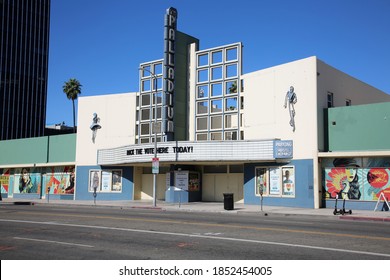 Hollywood, California - USA / November 10, 2020: Hollywood Palladium building in California. Hollywood Palladium is known for Concerts, Theater, and many events both public and private.  