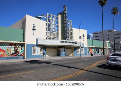 Hollywood, California - USA / November 10, 2020: Hollywood Palladium building in California. Hollywood Palladium is known for Concerts, Theater, and many events both public and private.  