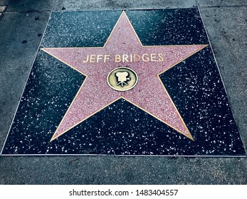 Hollywood, California/USA. August 2, 2019. The star on the Hollywood Walk of Fame of actor Jeff Bridges.