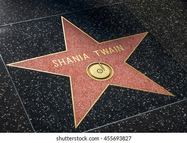 HOLLYWOOD, CA/USA - JULY 9, 2016:  Shania Twain Star On The Hollywood Walk Of Fame.