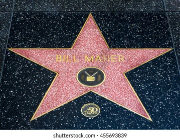 HOLLYWOOD, CA/USA - JULY 9, 2016:  Bill Maher Star On The Hollywood Walk Of Fame.