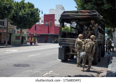 Hollywood, CA/USA - June 3, 2020: California National Guard On The Hollywood Walk Of Fame During The Black Lives Matter Protests