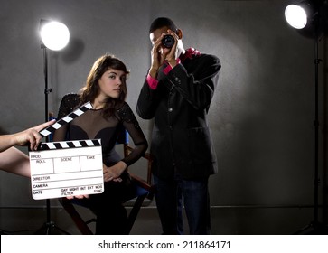 Hollywood Film Industry Producers Or Directors In A Sound Stage