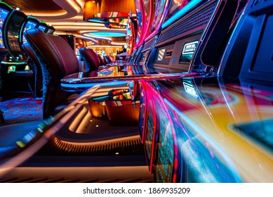 HOLLYWOOD, FL, USA - JUNE 18, 2020: Casino Slot Machines. Las Vegas Strip Digital Slot Machine Closeup. Sin City Gabling. Las Vegas, United States