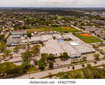 HOLLYWOOD, FL, USA - MARCH 10, 2021: Aerial photo Hollywood Hills High School