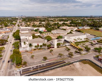 HOLLYWOOD, FL, USA - MARCH 10, 2021: Aerial photo South Broward High School Hollywood FL USA