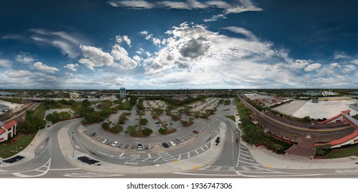 HOLLYWOOD, FL, USA - MARCH 13, 2021: Aerial 360 Spherical Photo Sheraton Station Tri Rail Train Station Platform Broward County